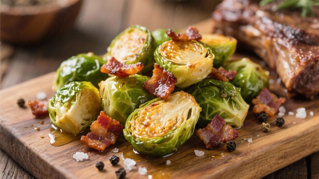 crispy sprouts with smoky bacon