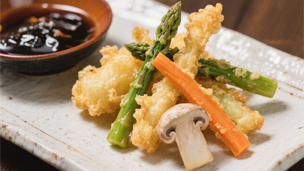 crispy tempura complements cod