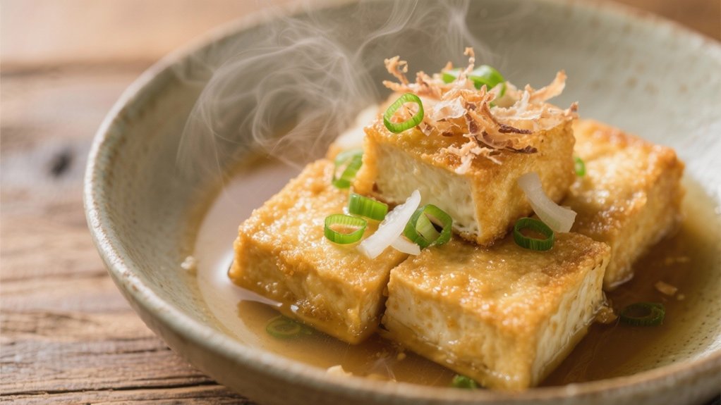 crispy tofu in savory broth