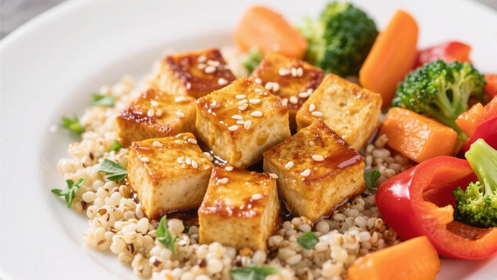 crispy tofu with sesame glaze