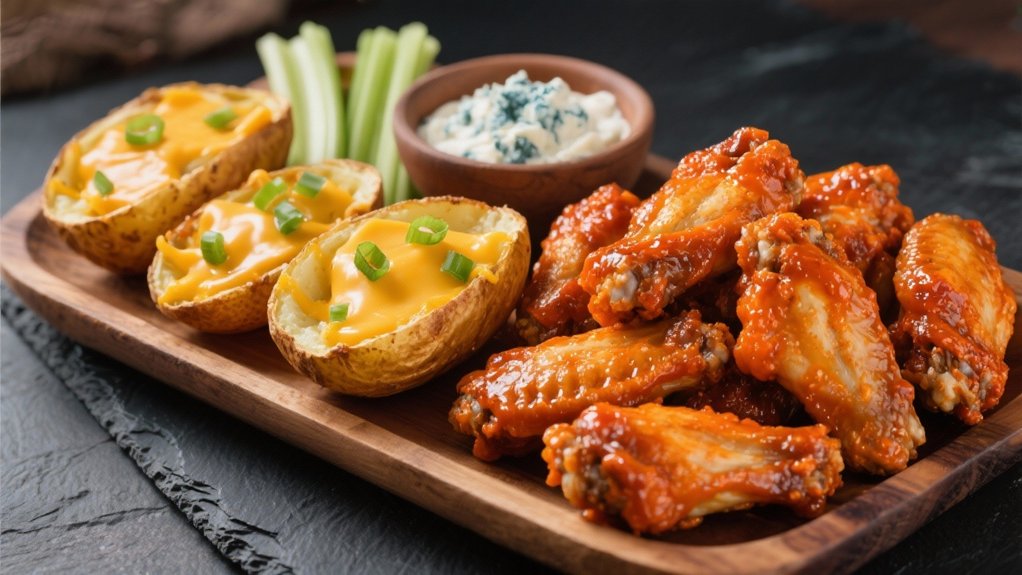 crispy wings and potato skins
