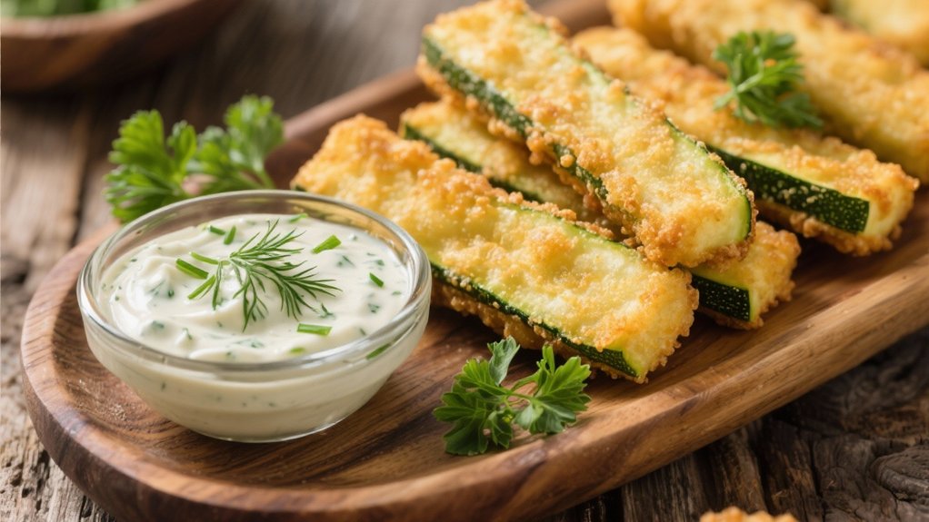 crispy zucchini with herb dip