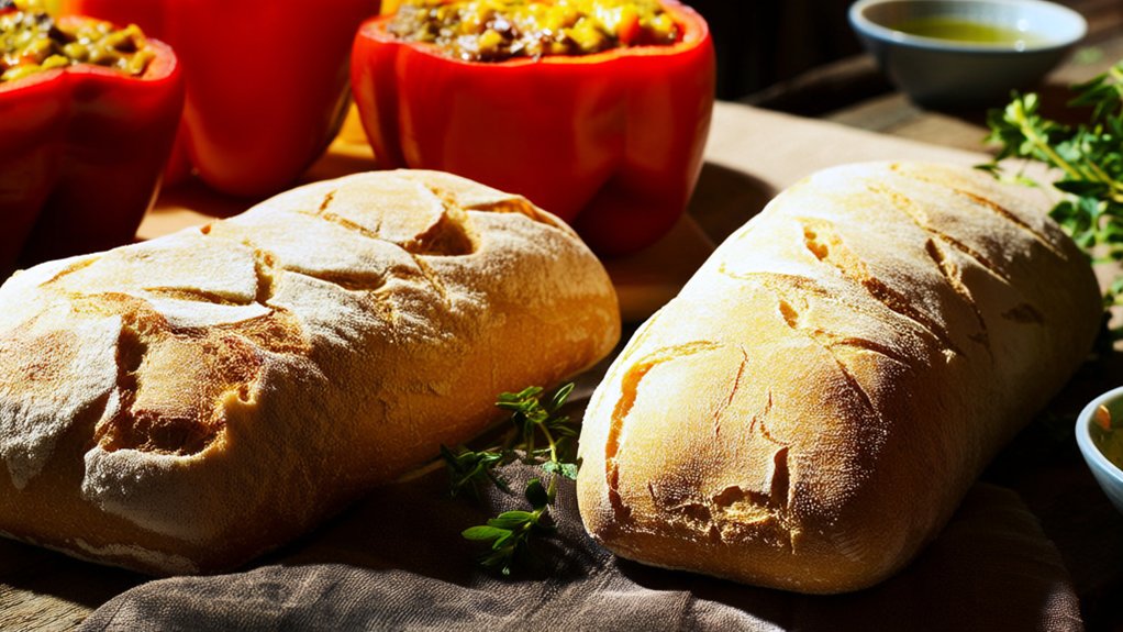 crunchy bread savory peppers