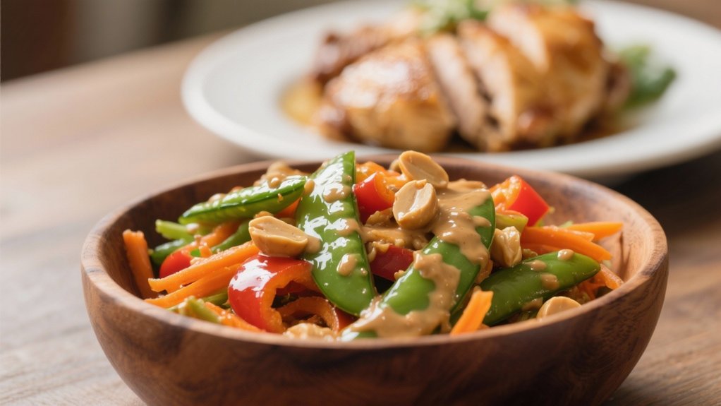 crunchy vegetables with sauce