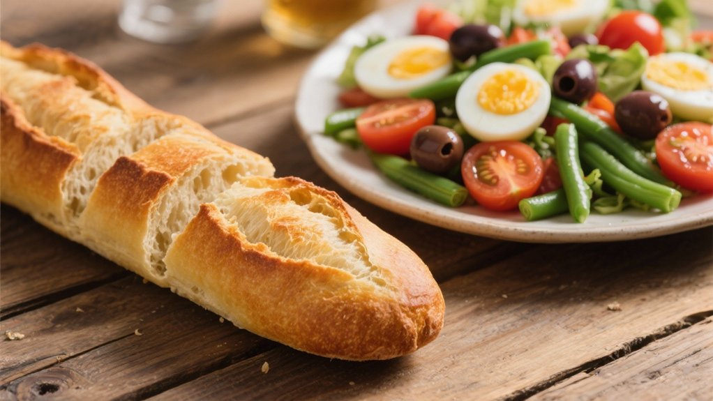 crusty baguette and salad