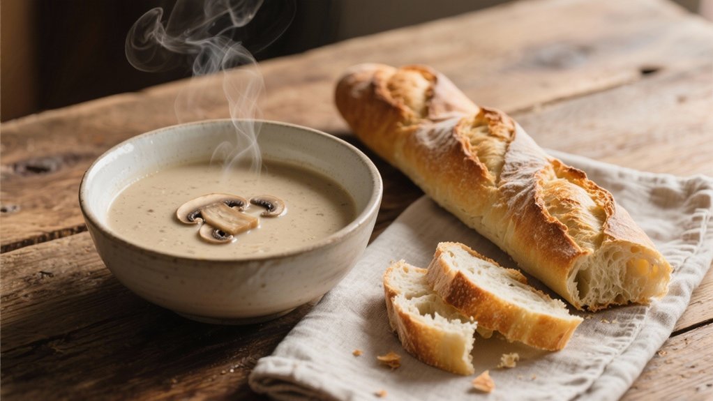 crusty bread complements soup