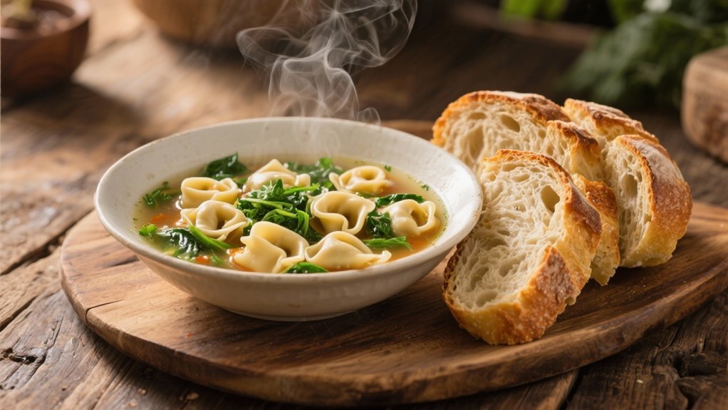 crusty bread complements soup