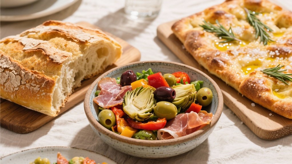 crusty bread enhances antipasto
