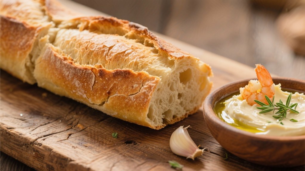 crusty bread enhances shrimp