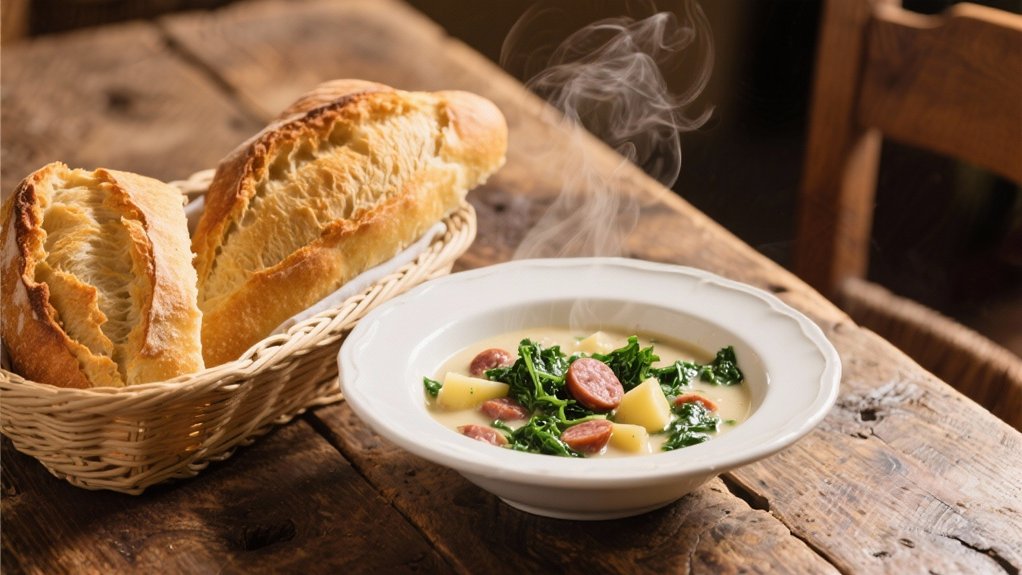 crusty bread enhances soup
