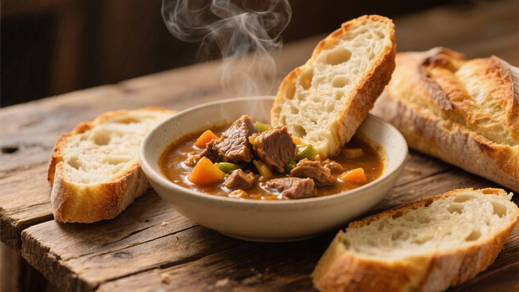 crusty bread enhances stew