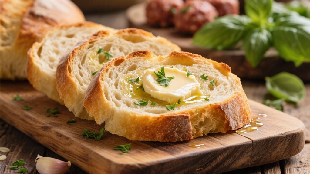 crusty bread with herb butter