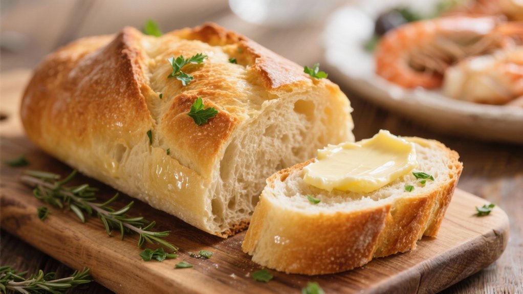 crusty bread with herb butter