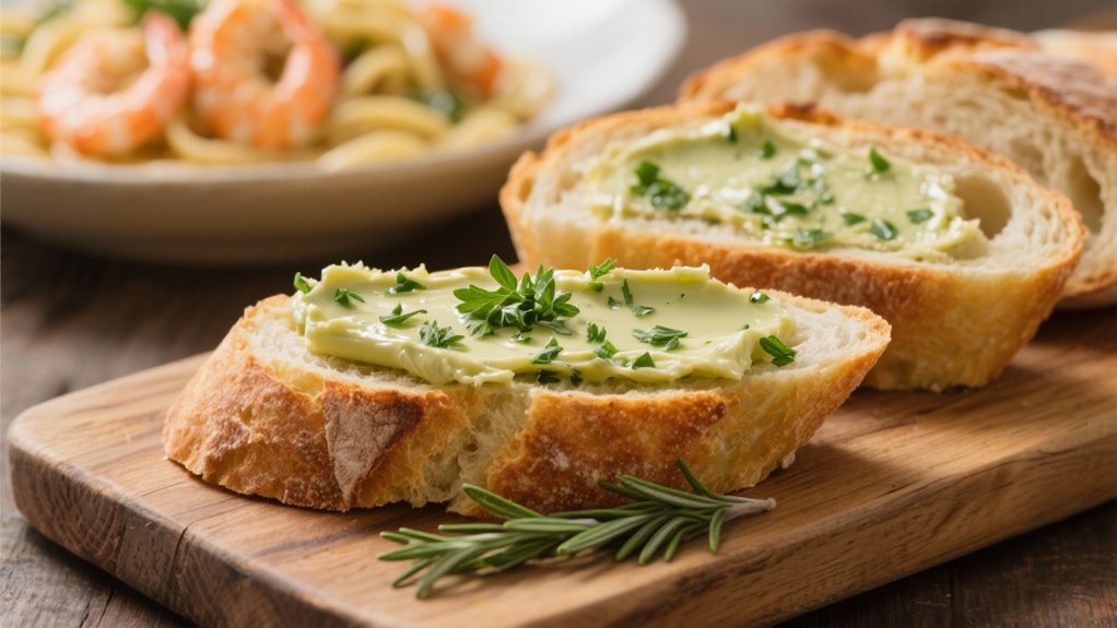 crusty bread with herb butter