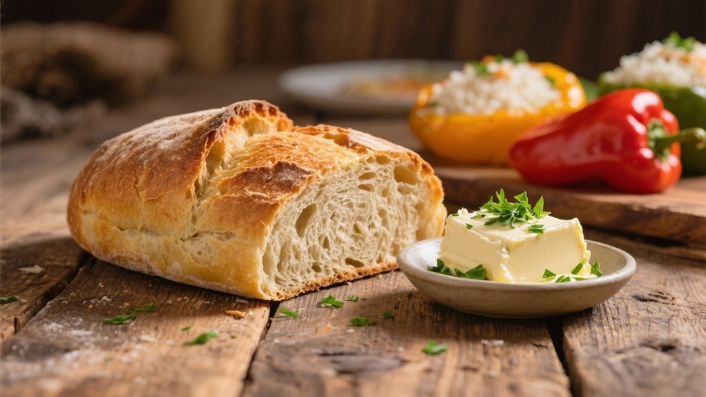 crusty bread with herb butter