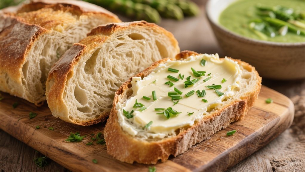 crusty bread with herb butter