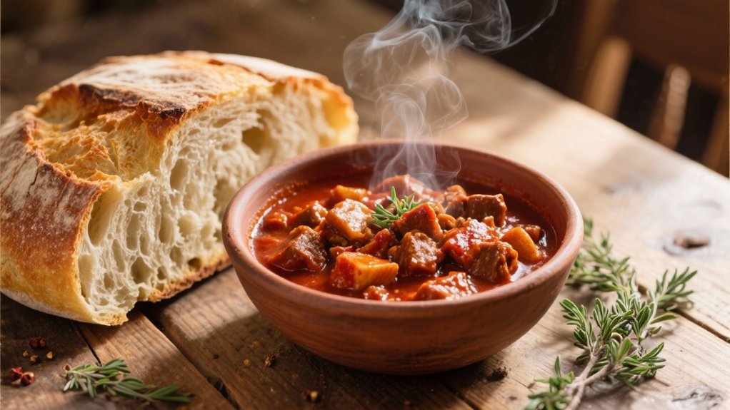 crusty sourdough complements goulash