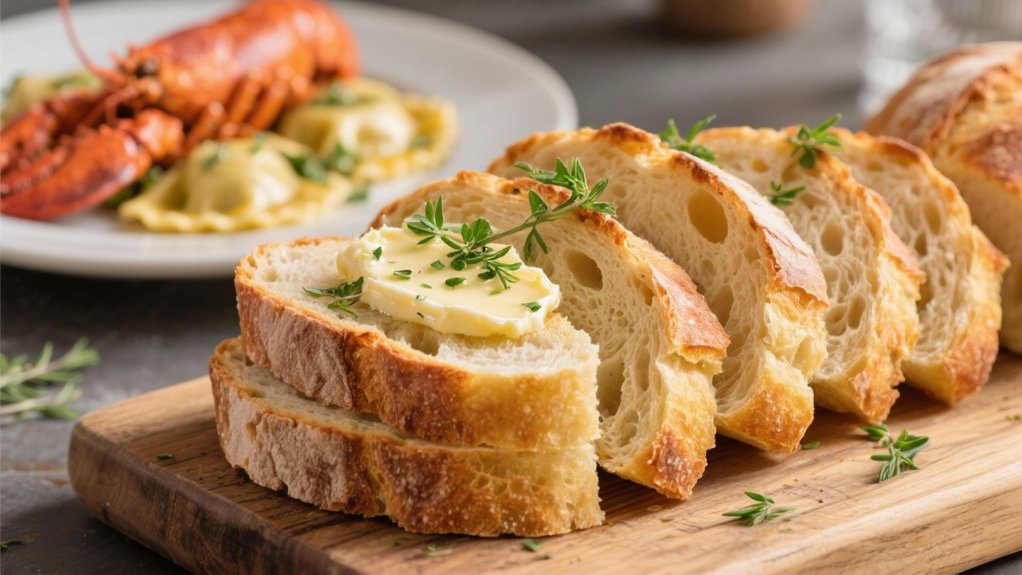 crusty sourdough with herb butter