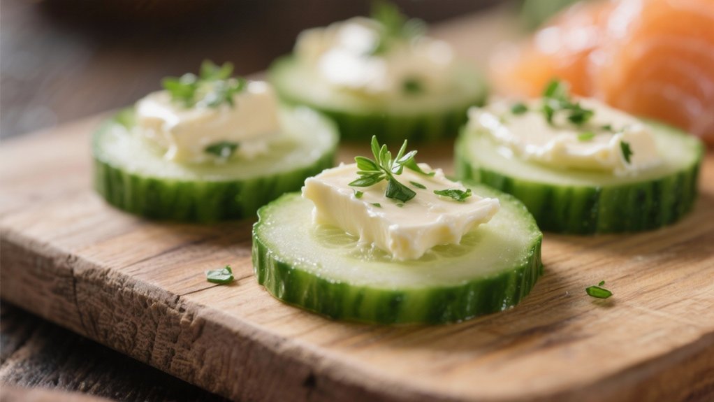 cucumber rounds with herbed butter