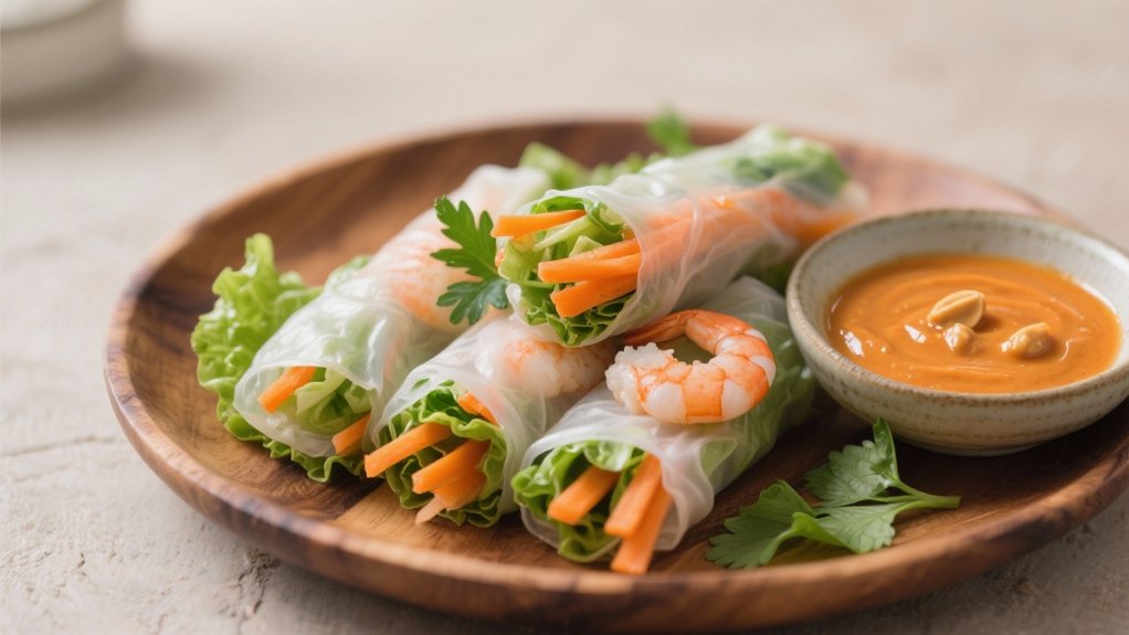 delicate rice paper rolls