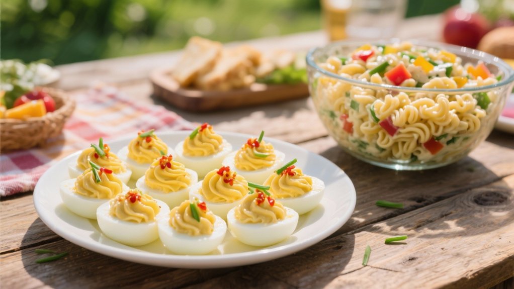 deviled eggs and macaroni salad