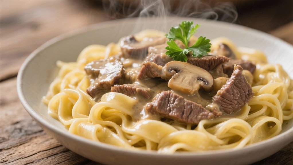 egg noodles with stroganoff