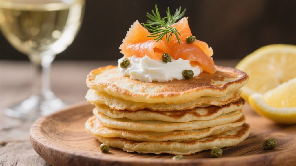 elegant blinis with salmon