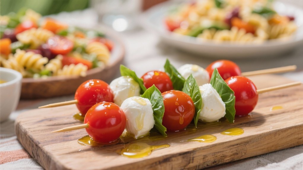 elegant caprese skewer assembly
