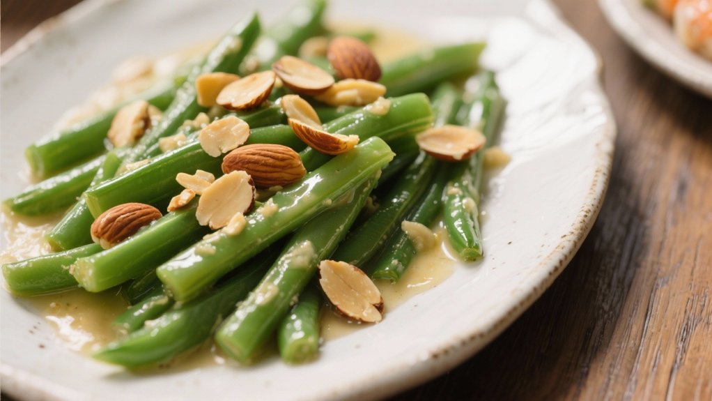 elegant green beans almondine
