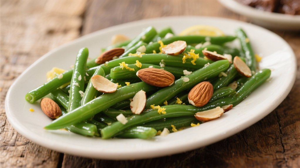 elegant green beans almondine