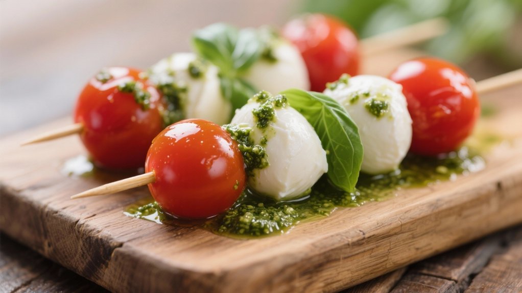 elegant mozzarella tomato skewers