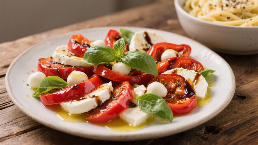 elegant roasted pepper caprese