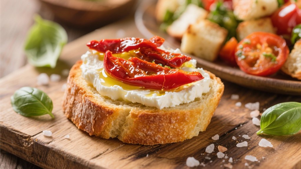 elegant roasted pepper crostini