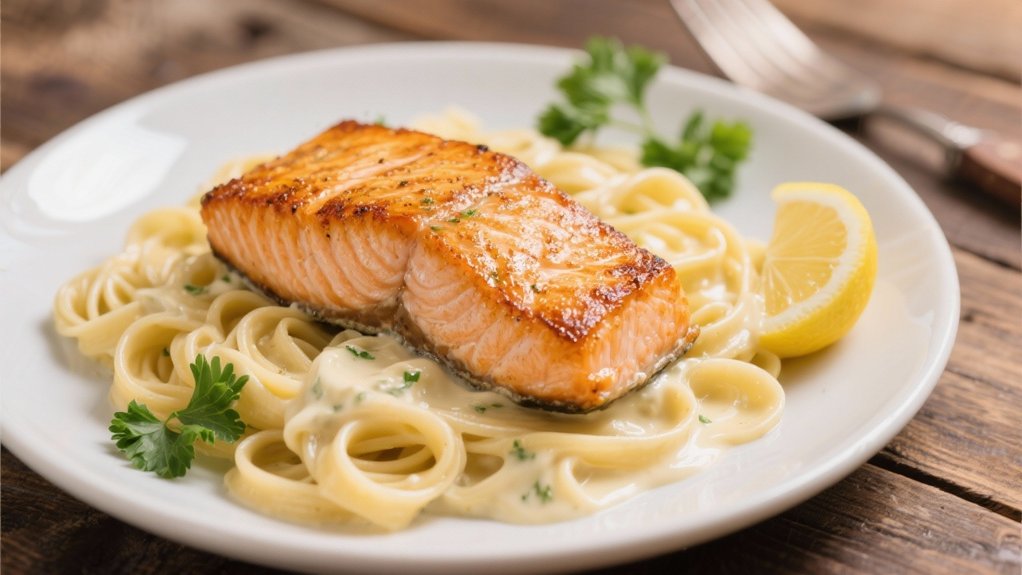 elegant salmon alfredo pairing