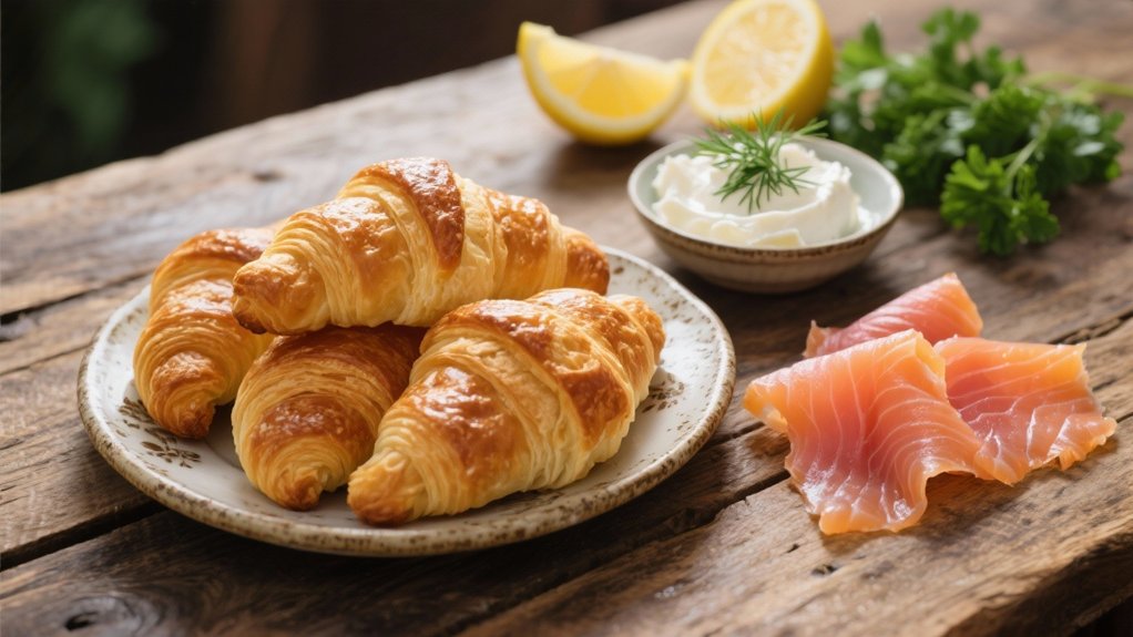 elegant salmon croissant brunch