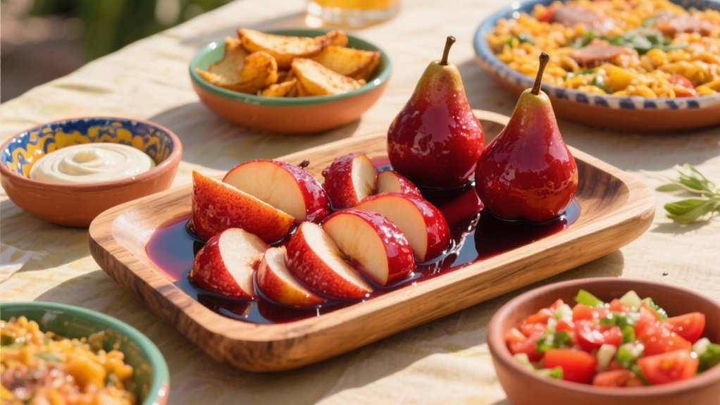elegant sangria poached pears dessert