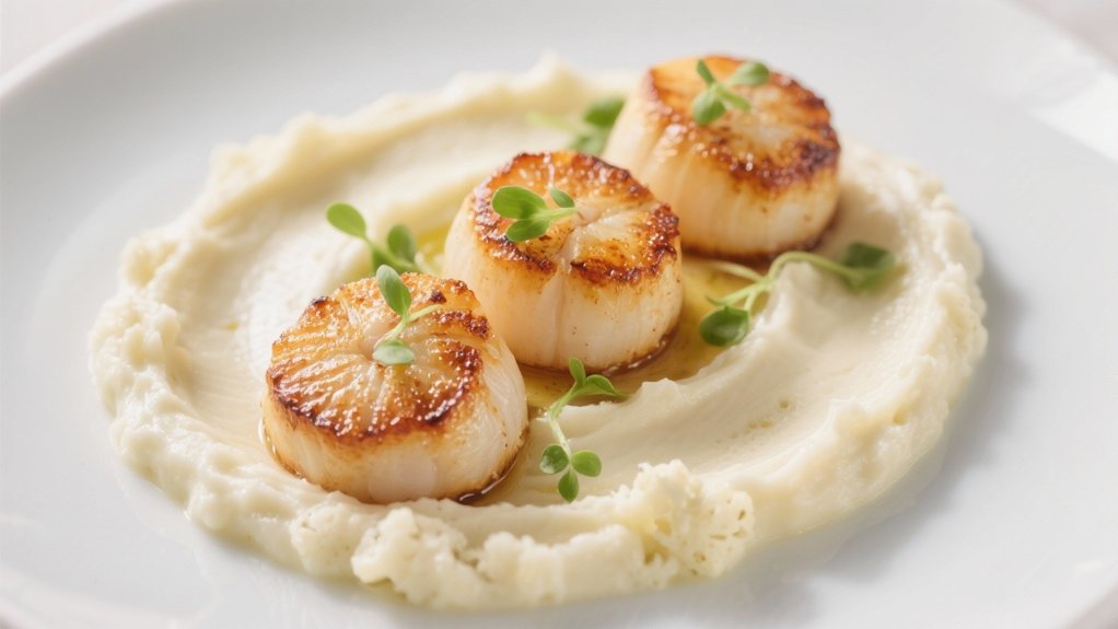 elegant scallops cauliflower pur e