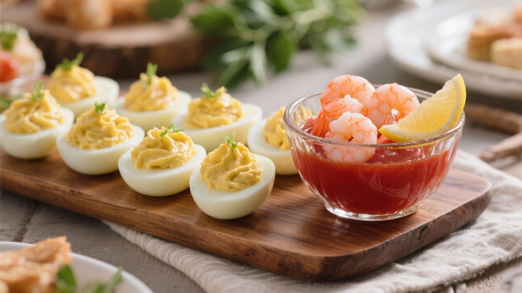 elegant shrimp and deviled eggs