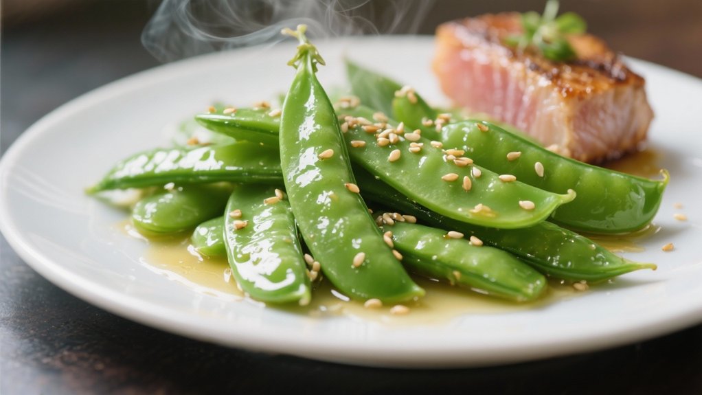 elegant steamed sugar snap peas