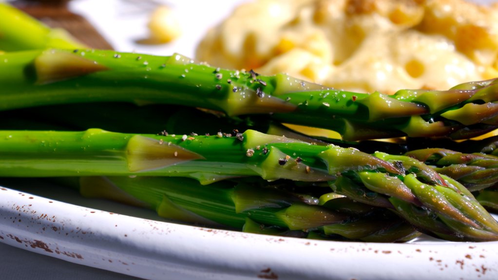 elegant vibrant steamed asparagus