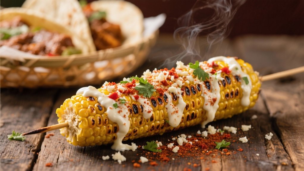elote complements savory birria tacos