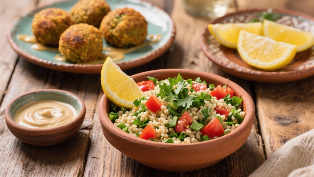 falafel enhances flavorful tabbouleh
