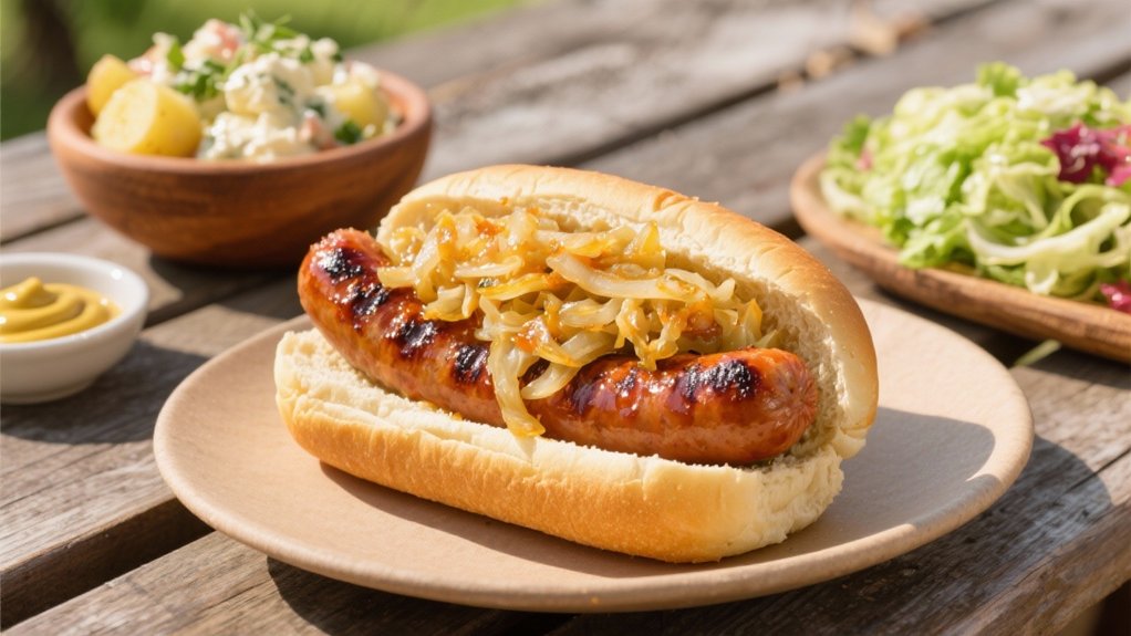fermented cabbage and bratwurst