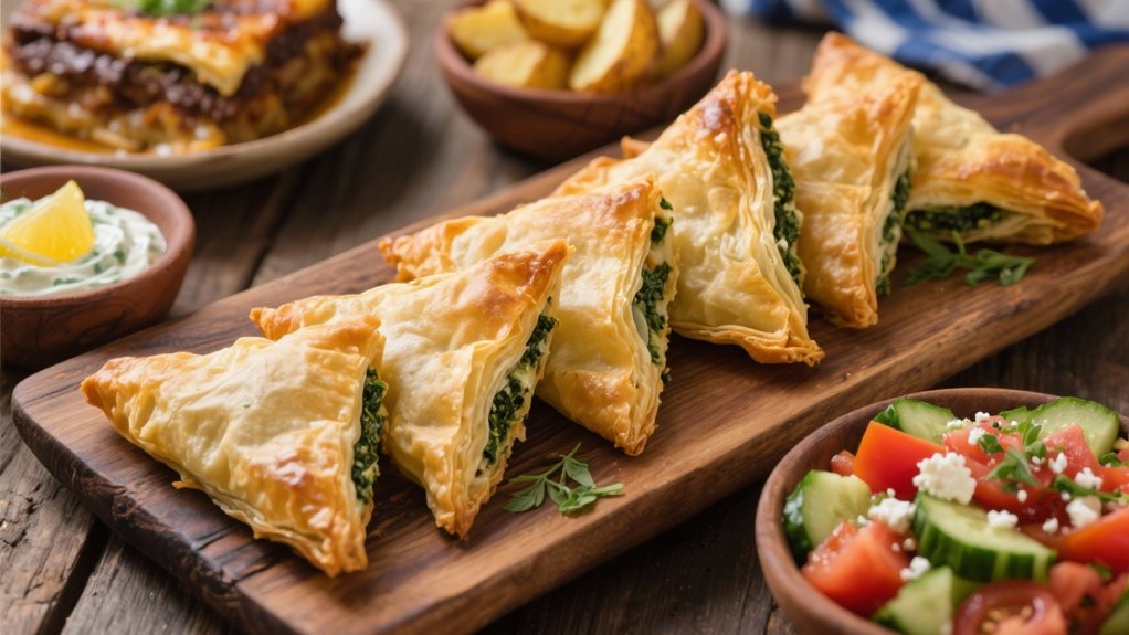 flaky pastry with spinach