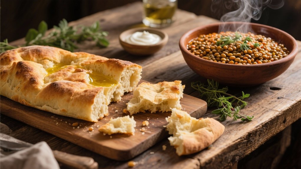 flatbread enhances lentil enjoyment