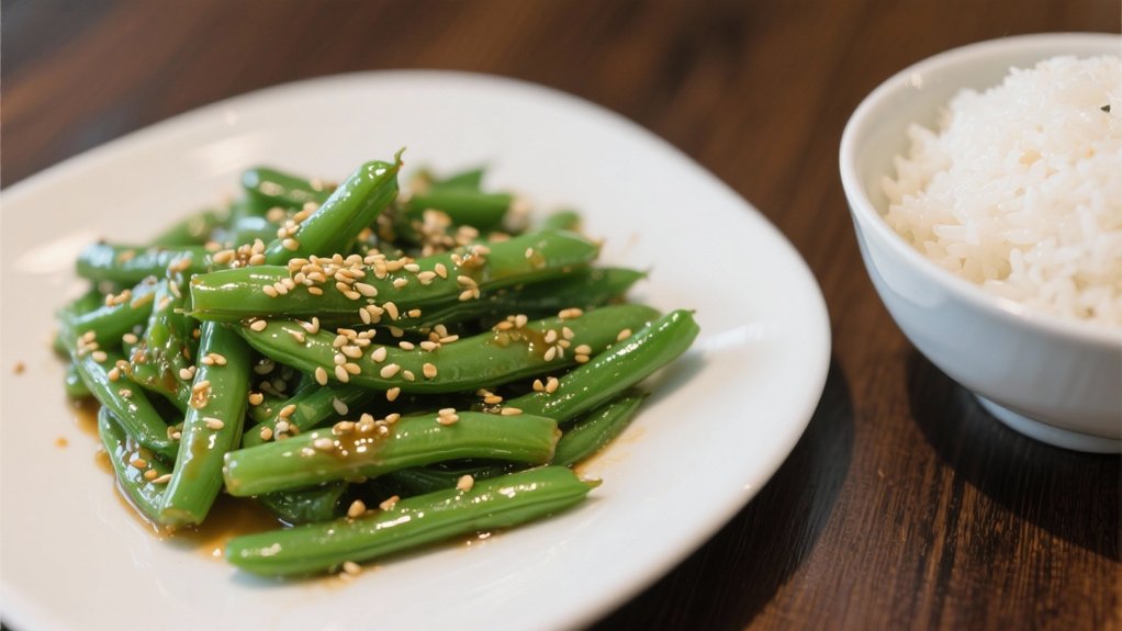 flavorful sesame ginger green beans