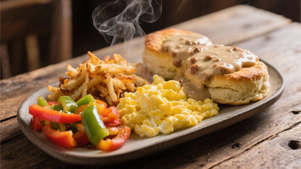 fluffy eggs with gravy