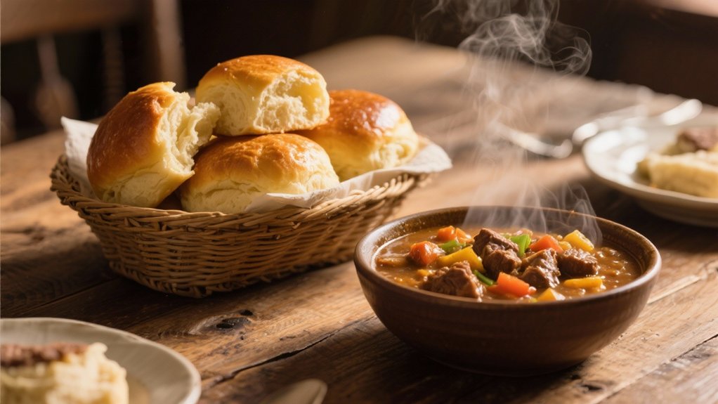 fluffy rolls enhance soup