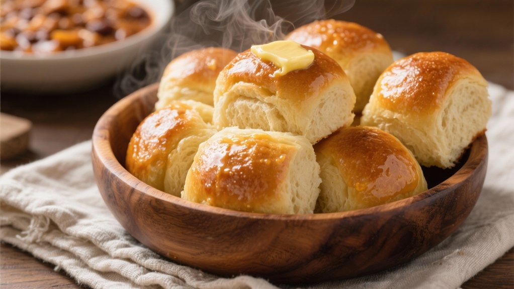 fluffy rolls with honey butter