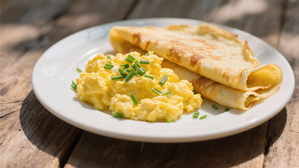 fluffy scrambled eggs with chives